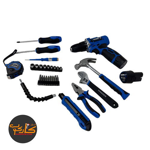 کيت دريل شارژي 12 ولت دوباطري چهل پارچه ويوارکس VR1240-CDK